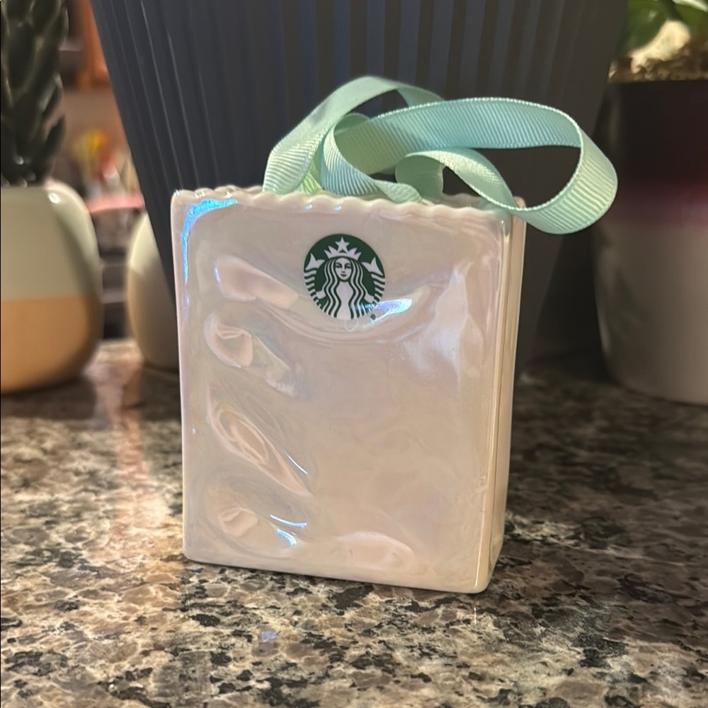 Starbucks Iridescent White Ceramic Gift Card Holder